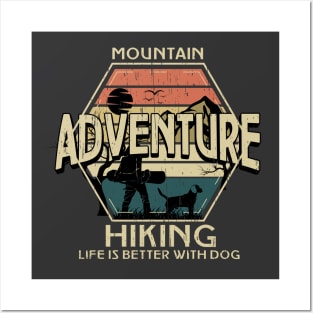 Hiking adventure Mountains distressed vintage classic outdoors design Posters and Art